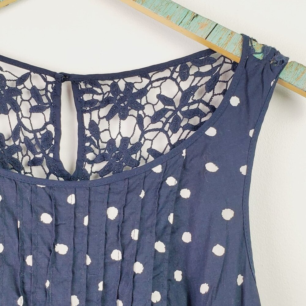 Moulinette Soeurs Dress White Polka Dot Navy Dress with Pockets Sz 4 - Picture 6 of 9